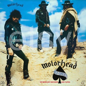 Cartel promocional del álbum 24 x 24 de MOTORHEAD Band Ace Of Spades, imágenes limpias y claras