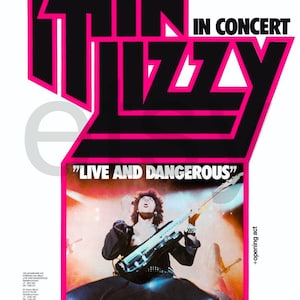 THIN LIZZY 23 x 32 &quot;Live And Dangerous&quot; May 19 1979 Germany Rare First Print Version Restored Concert Poster Phil Lynott Gary Moore