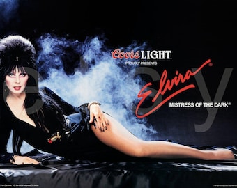 COORS LIGHT / ELVIRA 1987 24 x 34 Commercial Poster Reprint - Clean Clear Image Advertising Beer