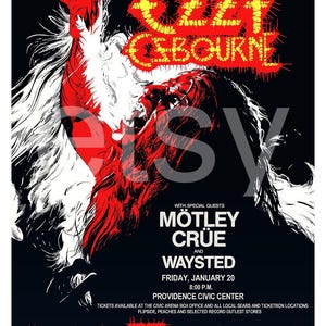 OZZY Osbourne / Motley Crue / Waysted  January 20, 1984 &quot;Bark At The Moon&quot; 18 x 28 Providence Civic Arena Concert White Border Poster Clean