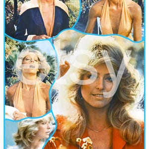 Farrah Fawcett / Charlie&#39;s Angels 24 x 36 1976 BI-RITE Collage Poster Reprint Clean Clear Image