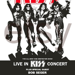 KISS / Bob Seger August 13 1976 The Houston Summit 18 x 27 Poster Reprint Clean Clear Image