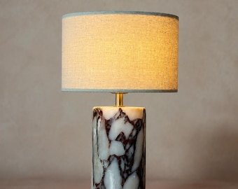Marble Table Lamp, Calacatta Viola Rechargeable Cordless Accent Light, Luxury Modern Home Decor, Designer Bedside Light, Natural Stone