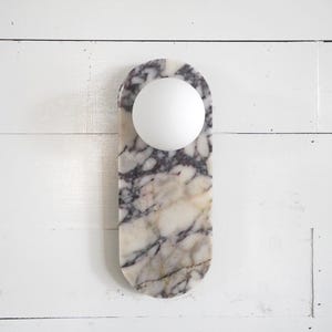 Marble Wall Sconce Oblong Bar Panel, Calacatta Viola with Frosted Globe, Modern Home Decor, Natural Stone Wall Lamp