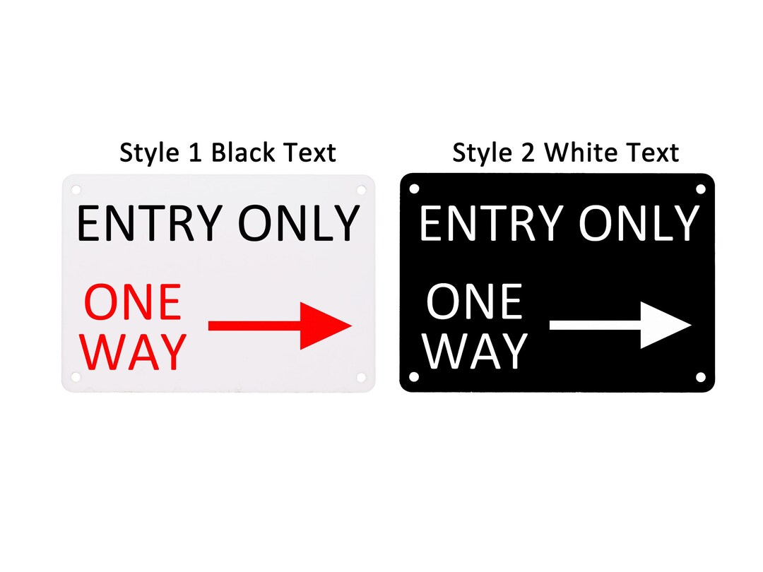 Entry Only One Way Sign With Right Arrow - Etsy Australia