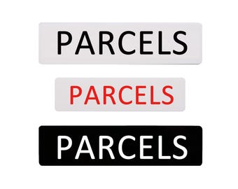 PARCELS Sign Self Adhesive Plaque Decal Home Signs 50x200mm