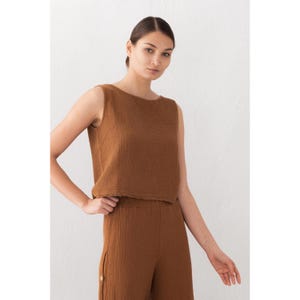 Muslin Women's Sleeveless Blouse, Muslin Women Blouses, Women's Clothing, Loose Fit Blouses, Gauze Muslin Top
