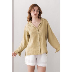 Classic Linen Shirts, Women Shirts, Linen Blouses, Lightweight Shirts, Linen Top for Women, Soft Button-Up Shirt, Linen Tunic Top