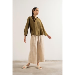 Classic Linen Shirts, Linen Tunic Top, Linen Blouses, Lightweight Shirts, Linen Top for Women, Soft Button-Up Shirt, Women Shirts