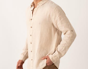 Mens Linen Button Up Shirt: Relaxed Fit Flax Clothing