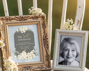 Cartello con sedia riservata — Nonna della sposa, cartello commemorativo della cerimonia, in memoria, pronto per la stampa, 5x7, 8x10, A5, A4