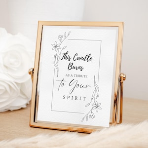 This Candle Burns Memorial Table Sign – Minimalist In Loving Memory Sign for Celebration of Life & Wedding, Funeral sign, Memory table sign