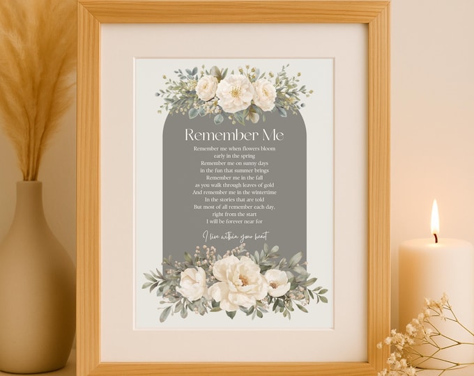 Celebration of Life Poem Print - Memorial Tribute Reading Keepsake