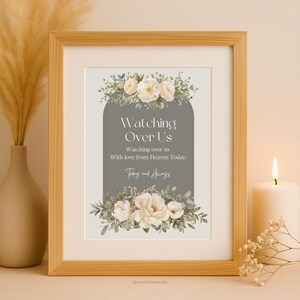 Watching Over Us — Memorial Table Sign Printable, Celebration of Life Decor, Botanical Green Light Collection, Remembrance Ceremony Sign