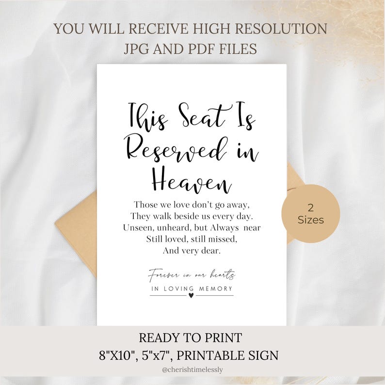 This Seat is Reserved in Heaven – Minimalist Reserved Seat Sign ...
