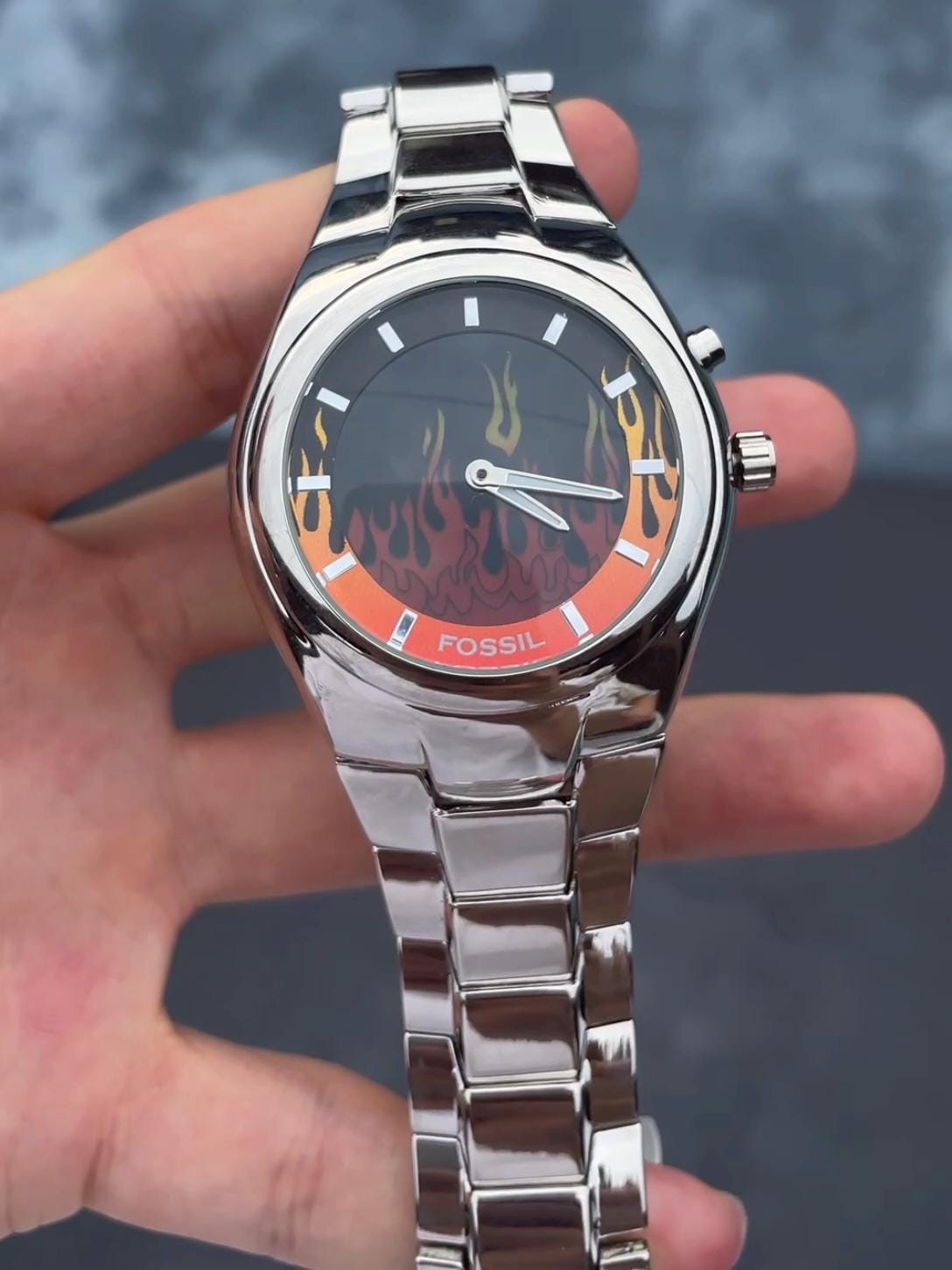 時計 fossil big tic RELIC fire animation Flame Animation Dial Fossil Big Tic Watch Flame Digital