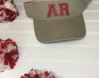 Visor for Hog Fan,White with Red Graphic,Razorback Fan,Sun Visor Sun Hat,Outdoor Hat,Baseball Fan Football Fan Visor