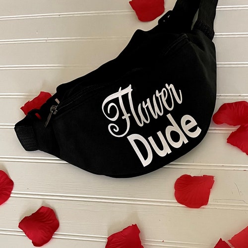 Flower Dude/white Lettering on Black Fanny Pack/any Color Etsy