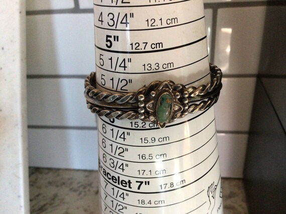 Vintage turquoise and sterling silver cuff bracel… - image 3