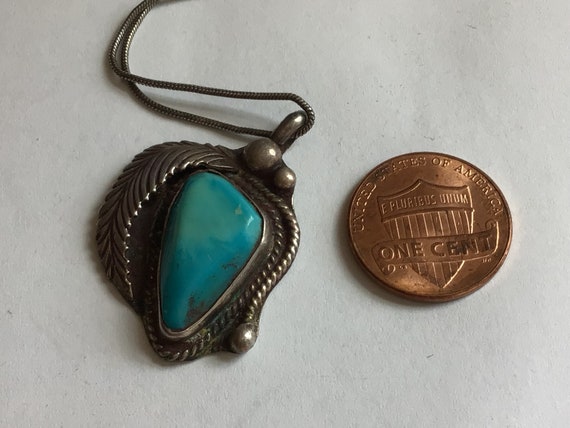 Vintage Southwest turquoise and sterling silver f… - image 4