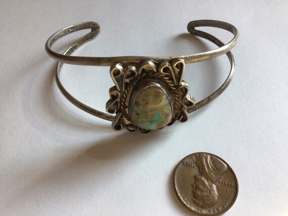 Vintage Royston turquoise cuff sterling silver 6 … - image 8