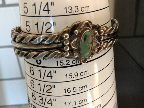 Vintage turquoise and sterling silver cuff bracel… - image 2