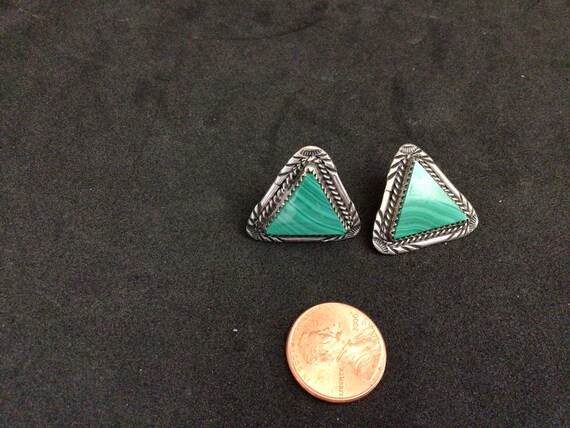 Vintage Navajo malachite earrings Will Denendale … - image 4