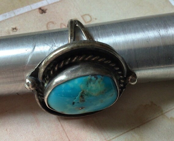 Vintage turquoise ring sterling silver Southwest … - image 5