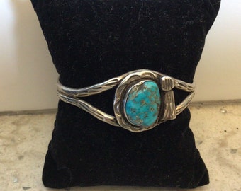 Vintage turquoise and sterling cuff Prince Trading Co 1970s