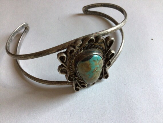 Vintage Royston turquoise cuff sterling silver 6 … - image 3