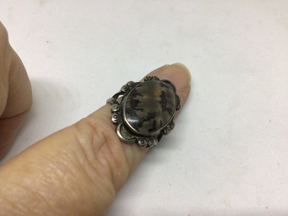 Vintage Fred Harvey petrified wood ring sterling … - image 3