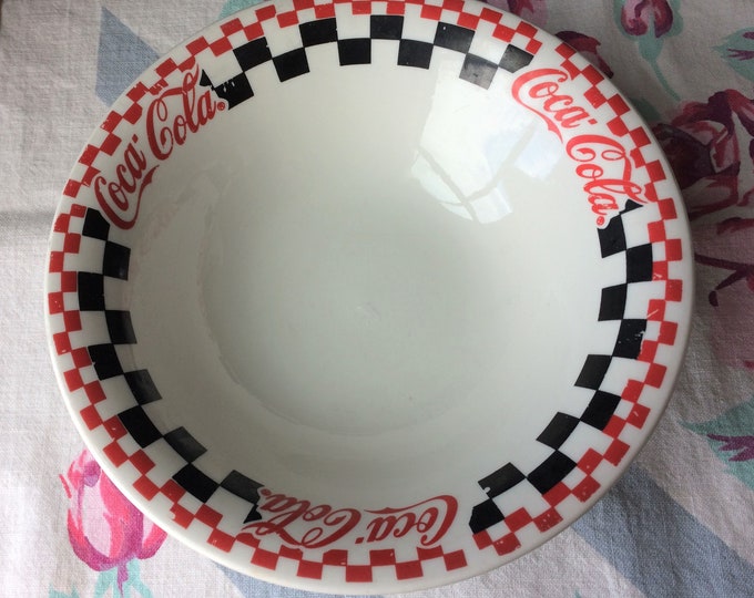 Gibson Coca Cola Serving Bowl Checker Board Pattern Veggie Etsy