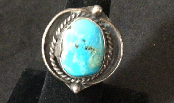 Vintage turquoise ring sterling silver Southwest … - image 2