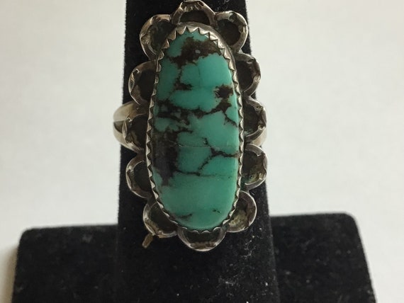 Vintage turquoise ring Southwest style sterling s… - image 1