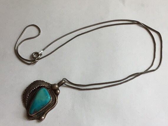 Vintage Southwest turquoise and sterling silver f… - image 2