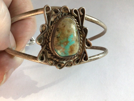 Vintage Royston turquoise cuff sterling silver 6 … - image 1