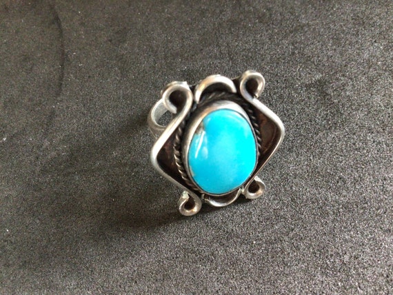 Vintage bright blue turquoise ring Southwest styl… - image 2