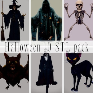 Halloween STL Pack - Kürbis Geist, Skelett und Fledermaus 3D Druck Modelle für Dekorationen, Requisiten, Geschenke (Digitaler Download)