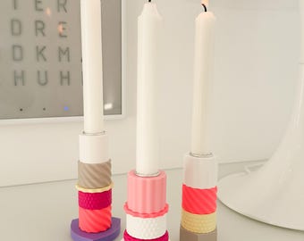 Modularer Kerzenständer modern | individuell kombinierbar | farbiger Kerzenhalter | 3D Druck Design | Candle Holder | Pastel Home Decor