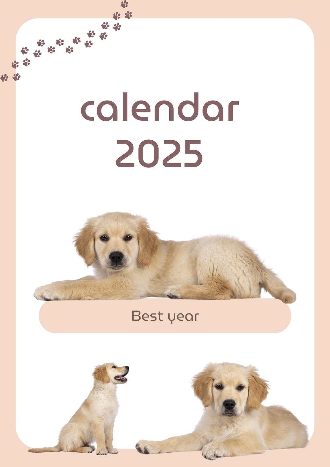 2025 Dogthemed Printable Calendar Adorable Puppies for Every Month Etsy