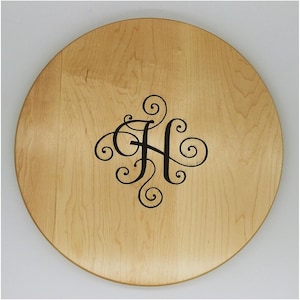 Walnut or maple lazy susan-maple lazy susan-monogrammed lazy susan-cheese board-centerpiece