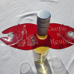 Wine caddy-personalized wine caddy-wine glass holder - acrylic wine glass holder-housewarming-hostess-wedding-birthday-shower gift