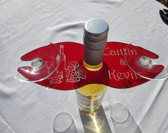 Wine caddy-personalized wine caddy-wine glass holder - acrylic wine glass holder-housewarming-hostess-wedding-birthday-shower gift