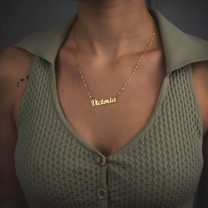 14K Solid Gold Name Necklace, Personalized Jewelry, Cursive Name Plate, Custom Name Necklace, Dainty Jewelry, Christmas Gifts For Mother