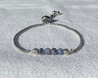 Sodalite Gemstone Beaded Bracelet, Bolo Bracelet