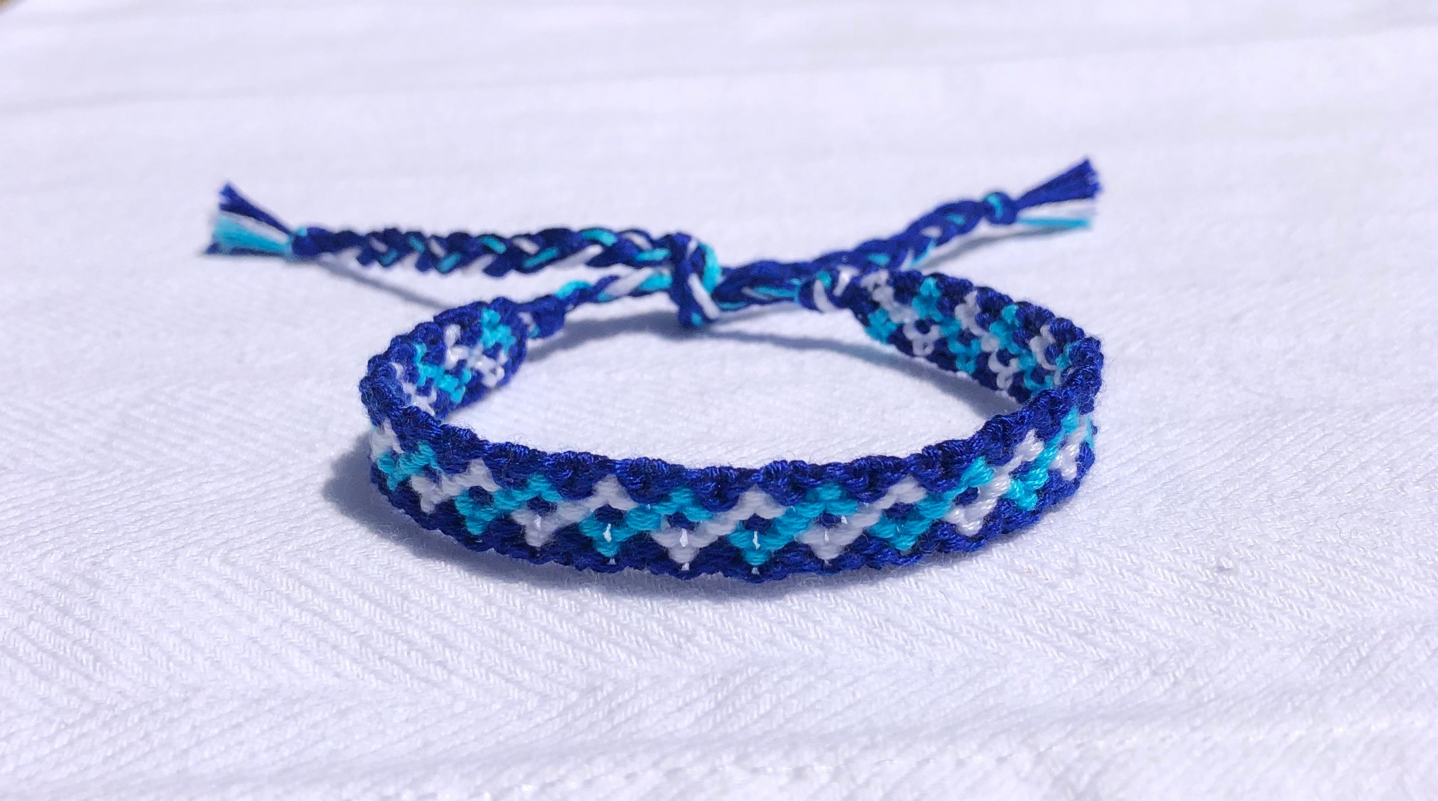 Blue Turquoise and White Friendship Bracelet | Etsy