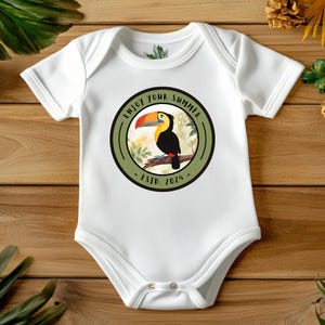 Baby Bio-Bodysuit, Tropical Eco-Friendly Summer Vibes, Baby One-Piece Outfit, Gender Neutral BabyGeschenk, Strand Baby Kleidung, Tucan Body