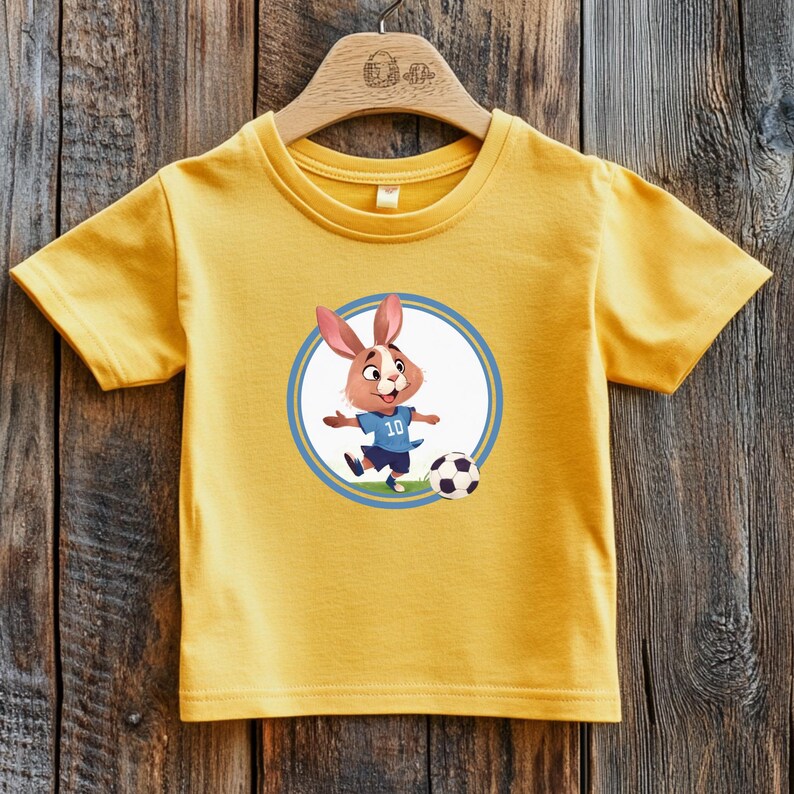 Rabbit Soccer Kids Tee, Bunny Football Children's Shirt, Cute Animal Sports Top, Youth Soccer Tshirt, Funny Soccer Bunny Shirt image 3