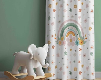 Cortinas arcoíris, cortinas infantiles, cortinas para habitación infantil, cortinas con estampado arcoíris para habitación infantil, cortinas para ventana, cortinas para habitación de bebé
