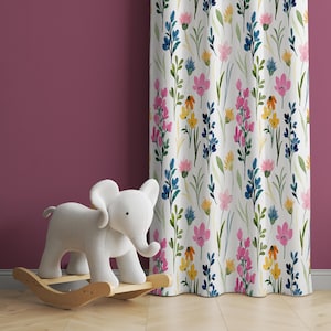Watercolor Wild Florals Baby Girl Room Curtain Nursery Curtains Window Curtains Baby Room Curtains Flower Nursery